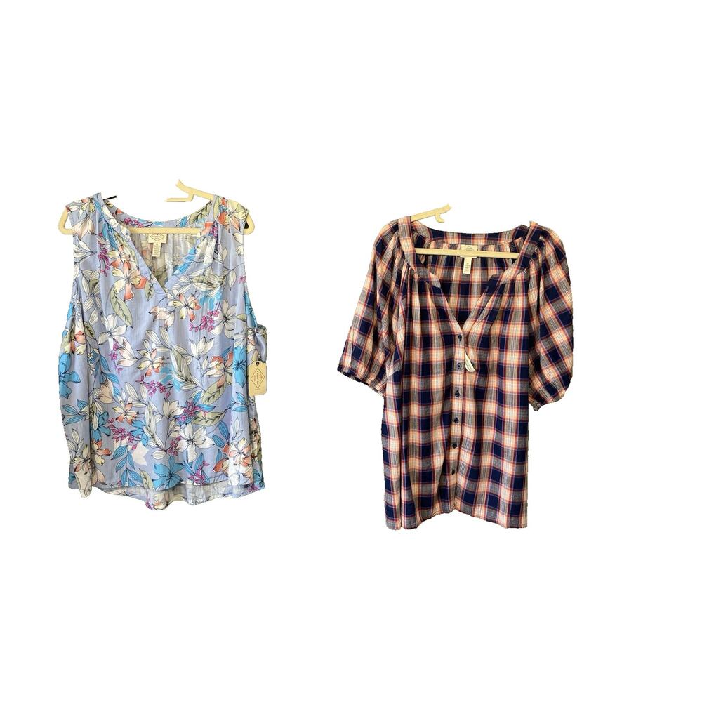 St. John's Bay Womens 2x NEW Lightweight Casual Everyday Floral & Plaid Tops